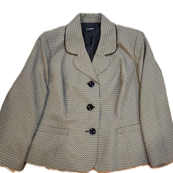 24W Brown and Black Box Weave Pattern, Long-Sleeve Blazer - Picture 1 of 4